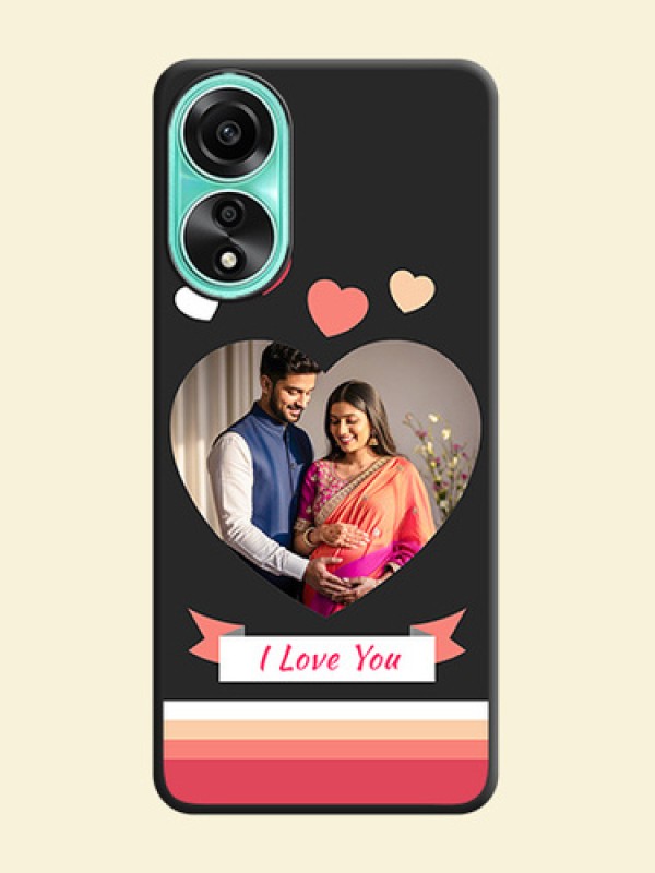 Love Shaped Photo with Colorful Stripes on Personalised Space Black Soft Matte Cases - Oppo A78 4G