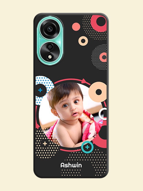 Multicoloured Round Image on Personalised Space Black Soft Matte Cases - Oppo A78 4G