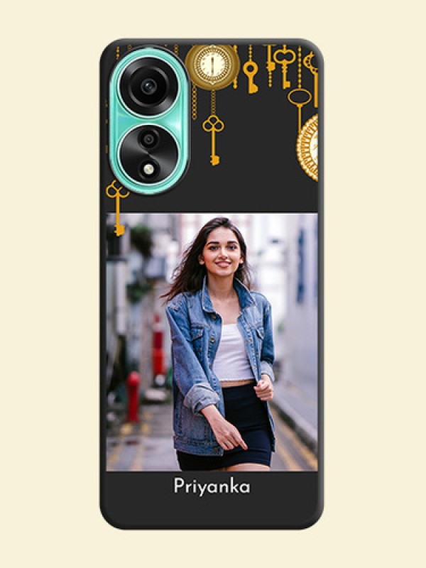 Decorative Design with Text on Space Black Custom Soft Matte Back Cover - Oppo A78 4G