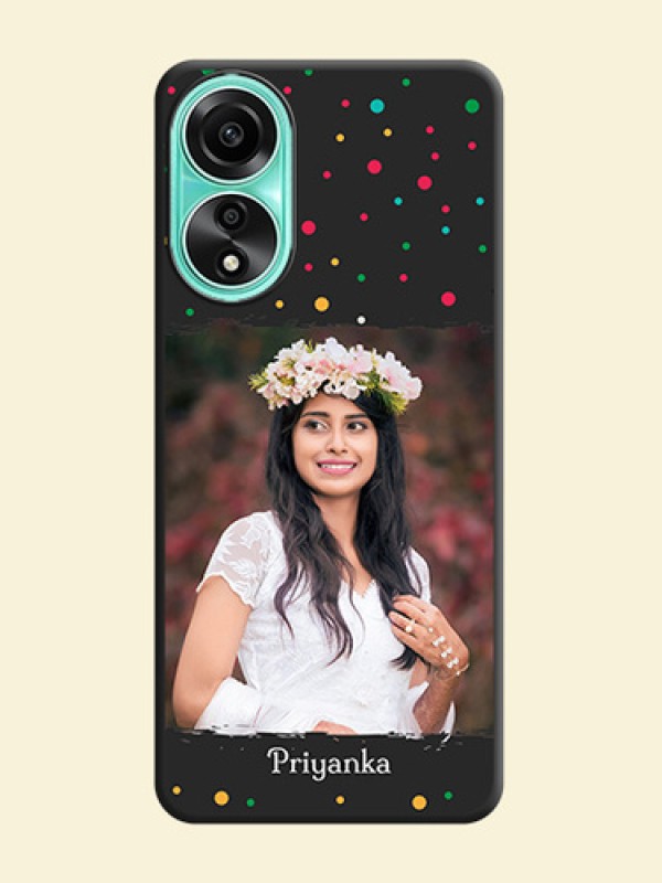 Multicolor Dotted Pattern with Text on Space Black Custom Soft Matte Phone Back Cover - Oppo A78 4G