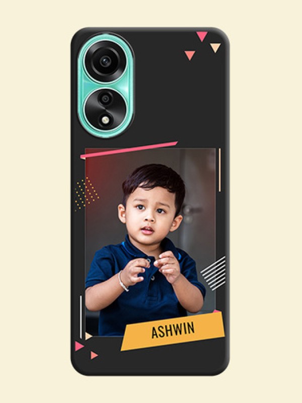 Photo Frame with Triangle Small Dots - Photo on Space Black Soft Matte Back Cover - Oppo A78 4G
