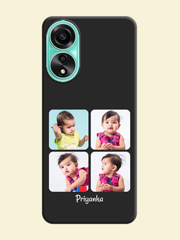 Floral Art with 6 Image Holder - Photo on Space Black Soft Matte Mobile Case - Oppo A78 4G