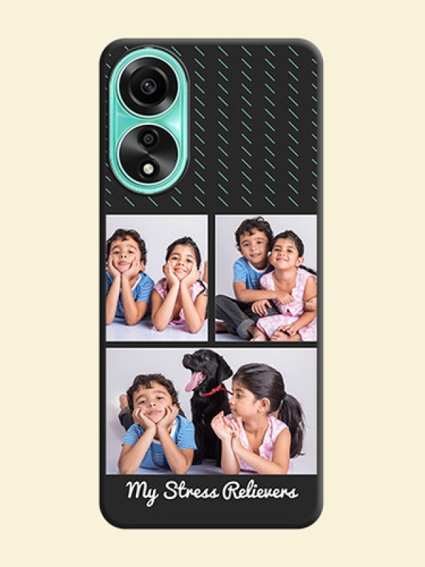 Cross Dotted Pattern with 2 Image Holder on Personalised Space Black Soft Matte Cases - Oppo A78 4G