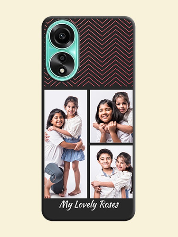 Wave Pattern with 3 Image Holder on Space Black Custom Soft Matte Back Cover - Oppo A78 4G