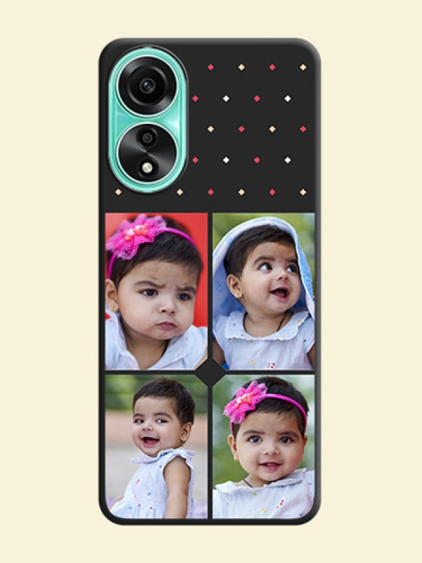 Multicolor Dotted Pattern with 4 Image Holder on Space Black Custom Soft Matte Phone Cases - Oppo A78 4G
