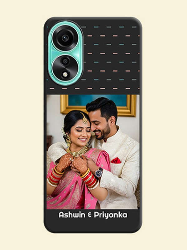 Line Pattern Design with Text on Space Black Custom Soft Matte Phone Back Cover - Oppo A78 4G