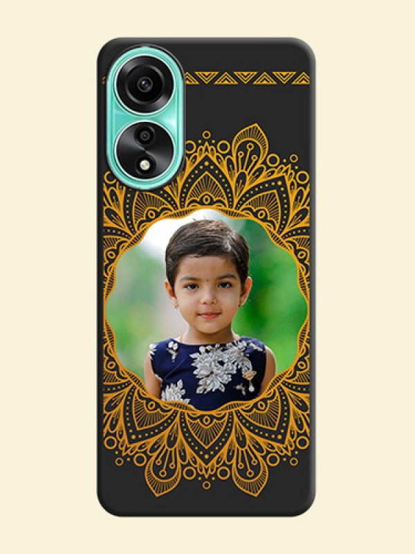 Round Image with Floral Design - Photo on Space Black Soft Matte Mobile Cover - Oppo A78 4G
