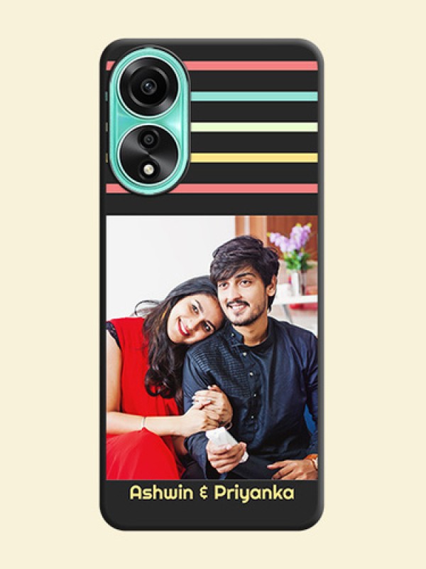 Color Stripes with Photo and Text - Photo on Space Black Soft Matte Mobile Case - Oppo A78 4G