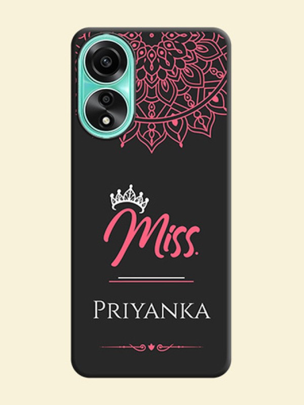 Mrs Name with Floral Design on Space Black Personalized Soft Matte Phone Covers - Oppo A78 4G