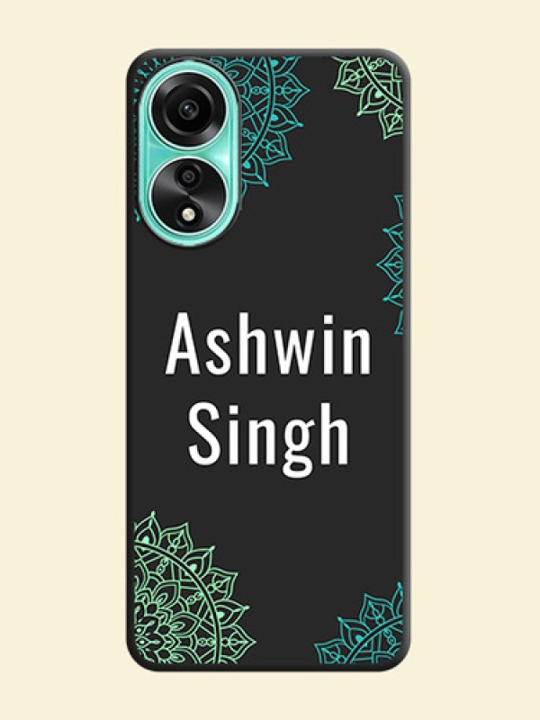Your Name with Floral Design on Space Black Custom Soft Matte Back Cover - Oppo A78 4G