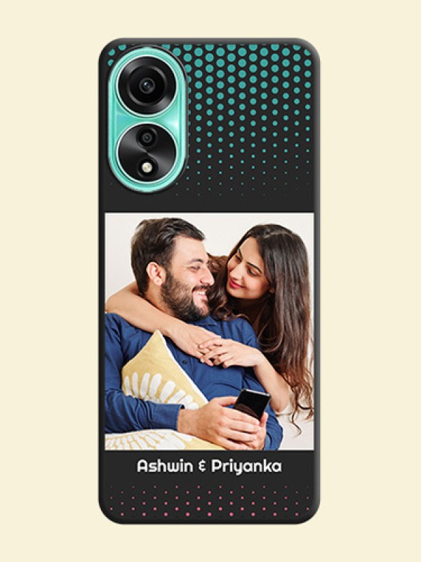 Faded Dots with Grunge Photo Frame and Text on Space Black Custom Soft Matte Phone Cases - Oppo A78 4G