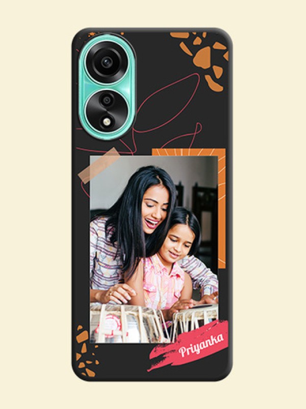 Orange Photo Frame on Space Black Custom Soft Matte Phone Back Cover - Oppo A78 4G
