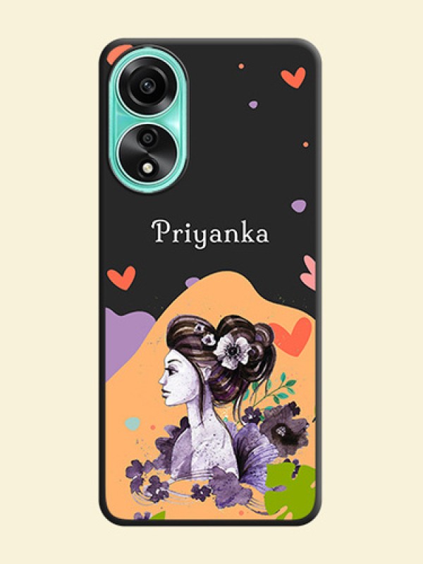Namecase For Her With Fancy Lady Image On Space Black Personalized Soft Matte Phone Covers - Oppo A78 4G