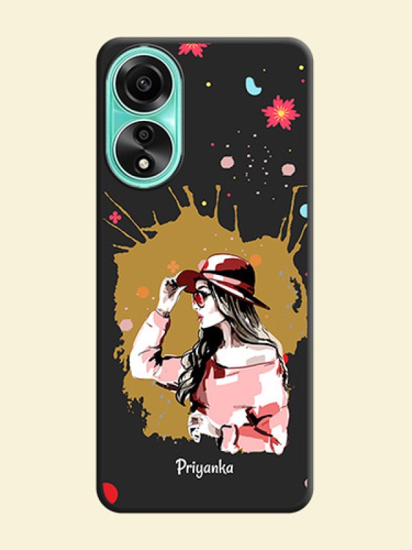 Mordern Lady With Color Splash Background With Custom Text On Space Black Personalized Soft Matte Phone Covers - Oppo A78 4G
