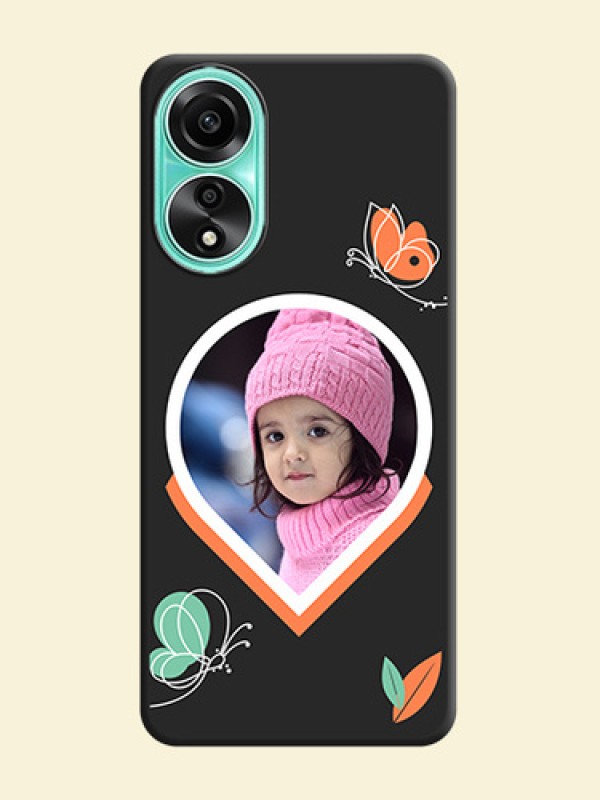 Upload Pic With Simple Butterly Design On Space Black Personalized Soft Matte Phone Covers - Oppo A78 4G