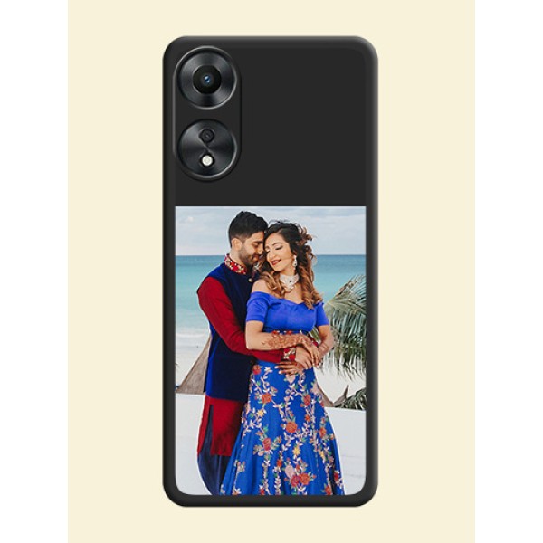 Image Upload With Space Black Color On Custom Soft Matte Mobile Back Cover - Oppo A78 5G