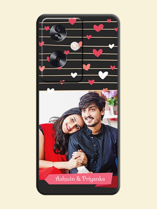 Love Pattern with Name on Pink Ribbon  on Photo On Space Black Custom Soft Matte Mobile Back Cover - Oppo A79 5G