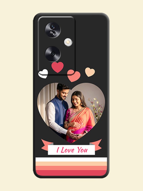 Love Shaped Photo with Colorful Stripes On Space Black Custom Soft Matte Mobile Back Cover - Oppo A79 5G
