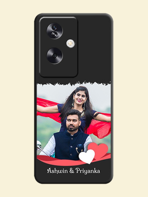 Pin Color Love Shaped Ribbon Design with Text On Space Black Custom Soft Matte Mobile Back Cover - Oppo A79 5G