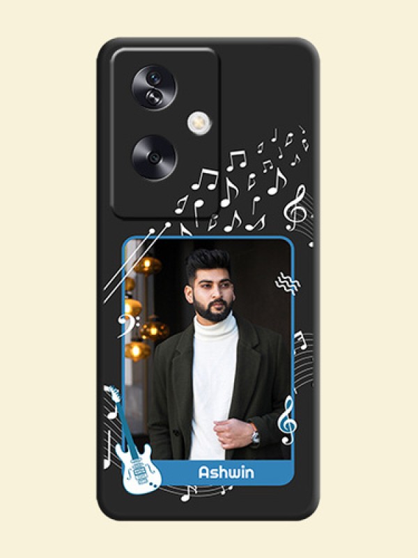 Musical Theme Design with Text on Photo On Space Black Custom Soft Matte Mobile Back Cover - Oppo A79 5G