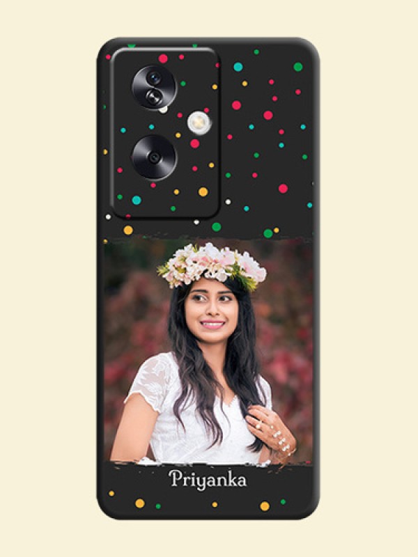 Multicolor Dotted Pattern with Text  On Space Black Custom Soft Matte Mobile Back Cover - Oppo A79 5G
