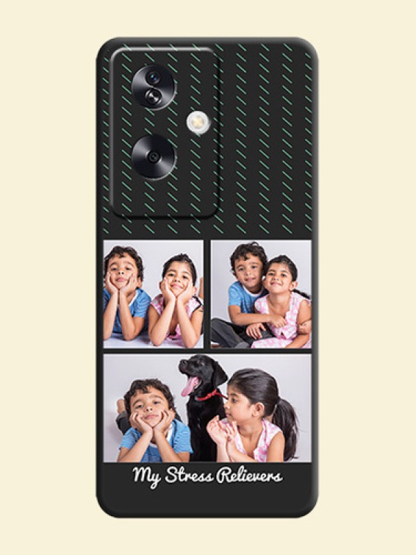 Cross Dotted Pattern with 2 Image Holder On Space Black Custom Soft Matte Mobile Back Cover - Oppo A79 5G
