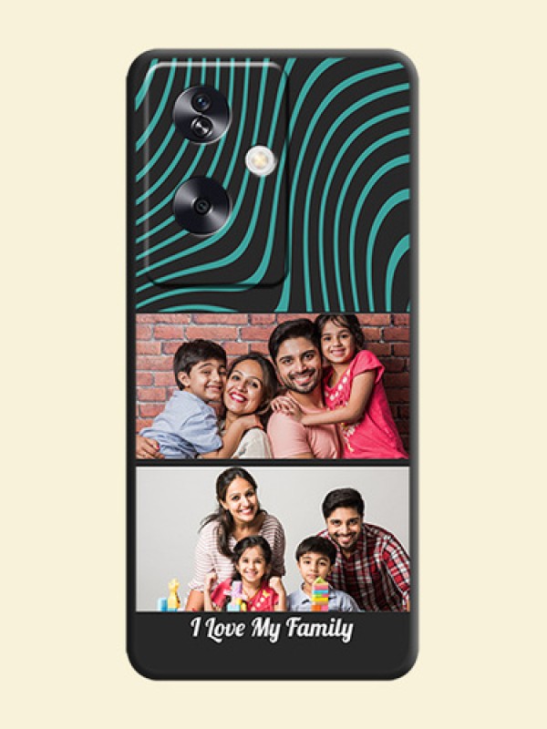 Wave Pattern with 2 Image Holder On Space Black Custom Soft Matte Mobile Back Cover - Oppo A79 5G