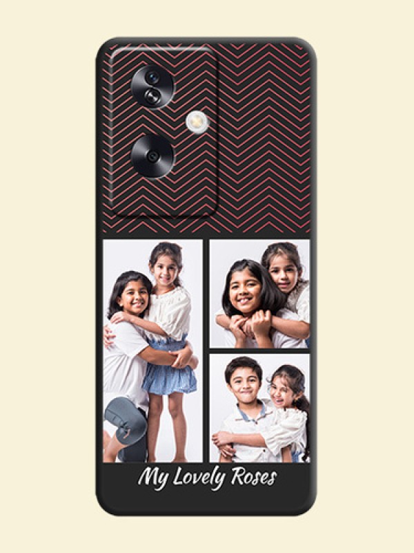 Wave Pattern with 3 Image Holder On Space Black Custom Soft Matte Mobile Back Cover - Oppo A79 5G