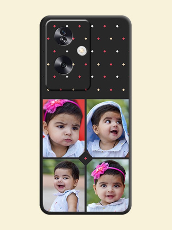 Multicolor Dotted Pattern with 4 Image Holder On Space Black Custom Soft Matte Mobile Back Cover - Oppo A79 5G