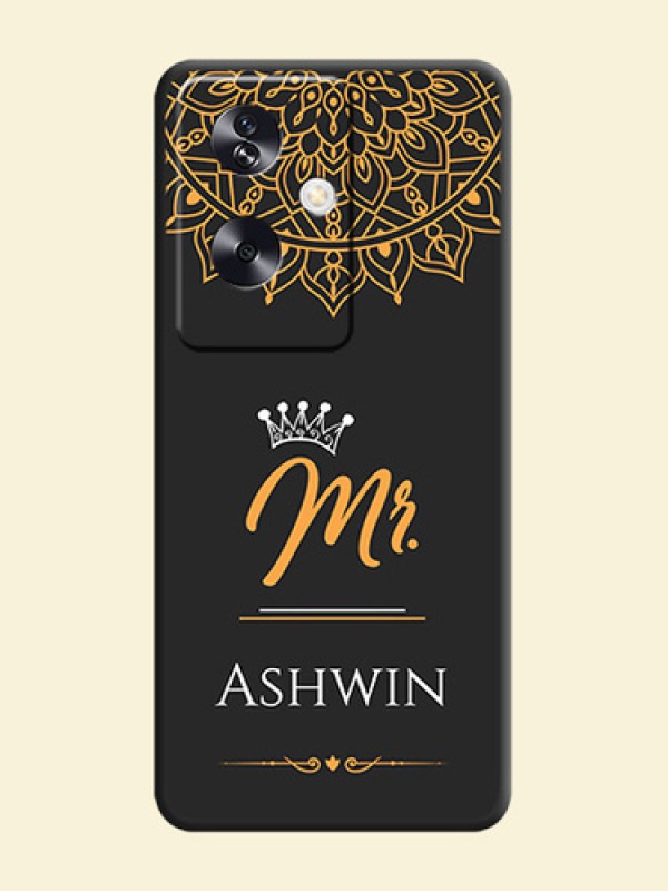 Mr Name with Floral Design On Space Black Custom Soft Matte Mobile Back Cover - Oppo A79 5G
