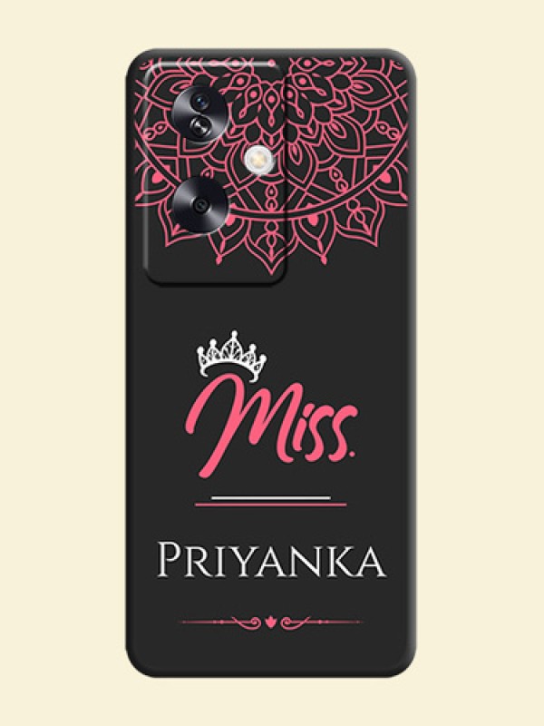 Mrs Name with Floral Design On Space Black Custom Soft Matte Mobile Back Cover - Oppo A79 5G