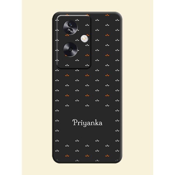 Simple Pattern With Custom Text On Space Black Custom Soft Matte Mobile Back Cover - Oppo A79 5G
