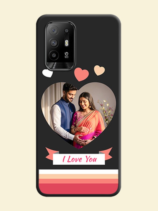 Love Shaped Photo with Colorful Stripes on Personalised Space Black Soft Matte Cases - Oppo F19 Pro Plus 5G