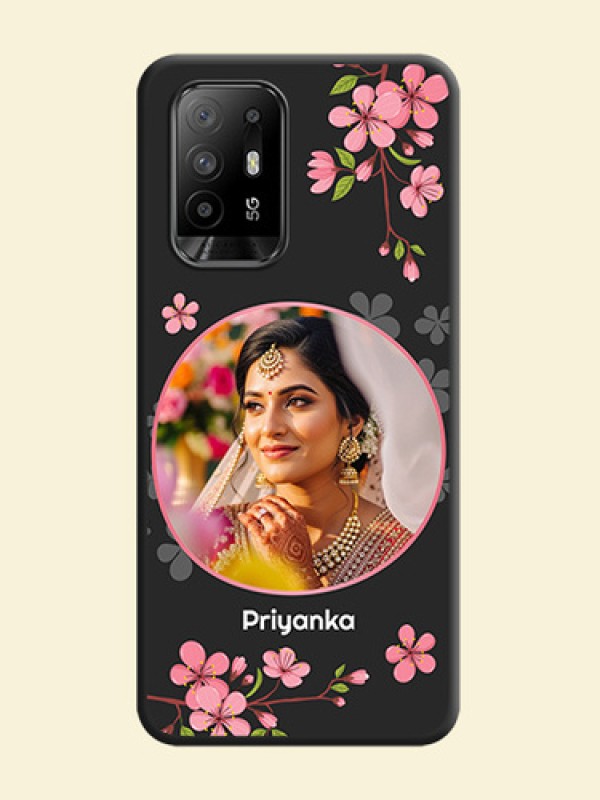 Round Image with Pink Color Floral Design on Photo on Space Black Soft Matte Back Cover - Oppo F19 Pro Plus 5G