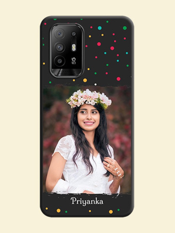 Multicolor Dotted Pattern with Text on Space Black Custom Soft Matte Phone Back Cover - Oppo F19 Pro Plus 5G