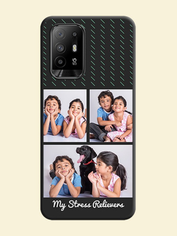 Cross Dotted Pattern with 2 Image Holder  on Personalised Space Black Soft Matte Cases - Oppo F19 Pro Plus 5G