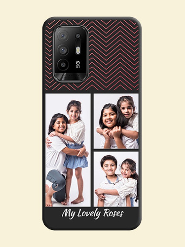 Wave Pattern with 3 Image Holder on Space Black Custom Soft Matte Back Cover - Oppo F19 Pro Plus 5G