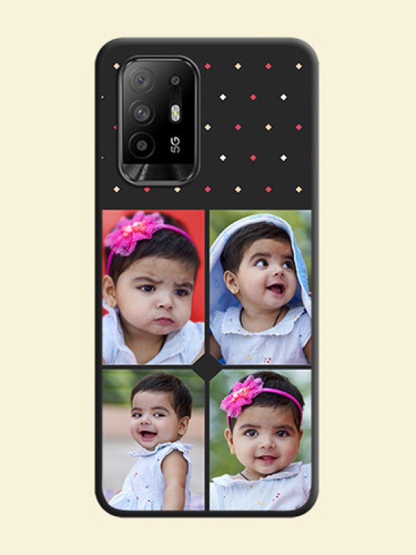 Multicolor Dotted Pattern with 4 Image Holder on Space Black Custom Soft Matte Phone Cases - Oppo F19 Pro Plus 5G