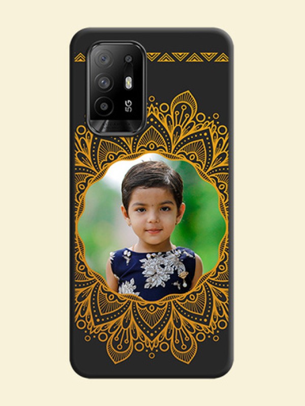 Round Image with Floral Design on Photo on Space Black Soft Matte Mobile Cover - Oppo F19 Pro Plus 5G