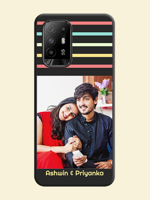 Color Stripes with Photo and Text on Photo on Space Black Soft Matte Mobile Case - Oppo F19 Pro Plus 5G