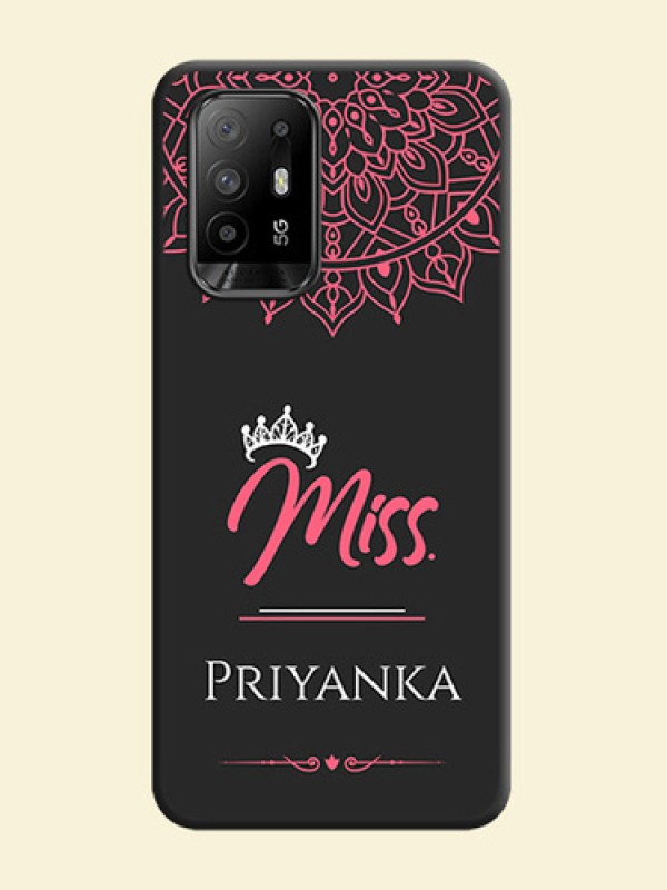 Mrs Name with Floral Design on Space Black Personalized Soft Matte Phone Covers - Oppo F19 Pro Plus 5G