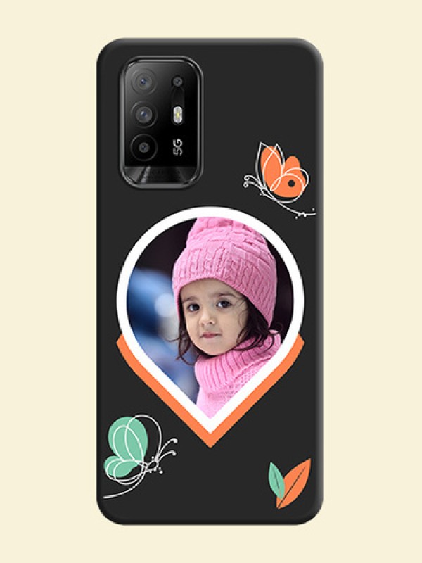 Upload Pic With Simple Butterly Design On Space Black Personalized Soft Matte Phone Covers -Oppo F19 Pro Plus 5G