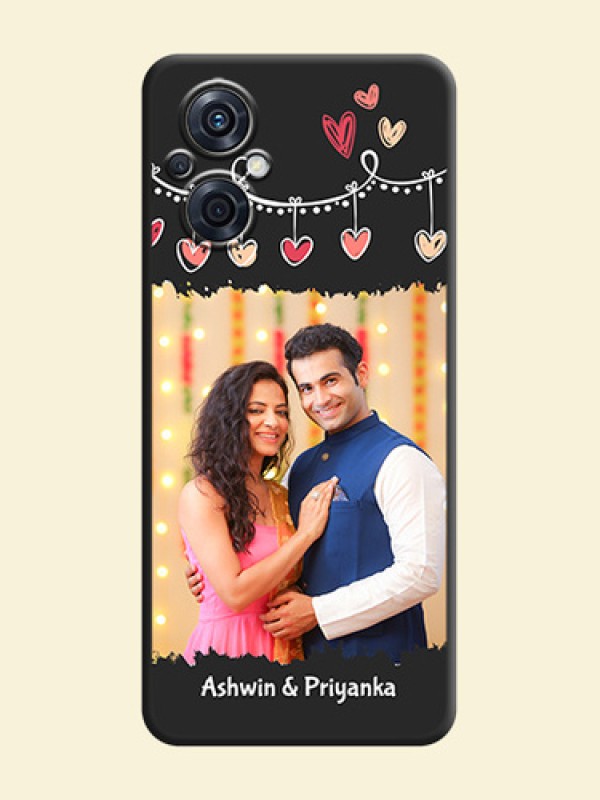 Pink Love Hangings with Name on Space Black Custom Soft Matte Phone Cases - Oppo F21 Pro 4G