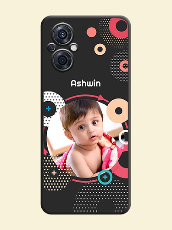 Multicoloured Round Image on Personalised Space Black Soft Matte Cases - Oppo F21 Pro 4G