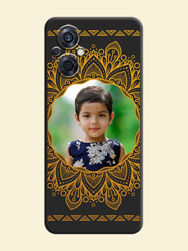 Round Image with Floral Design on Photo on Space Black Soft Matte Mobile Cover - Oppo F21 Pro 4G