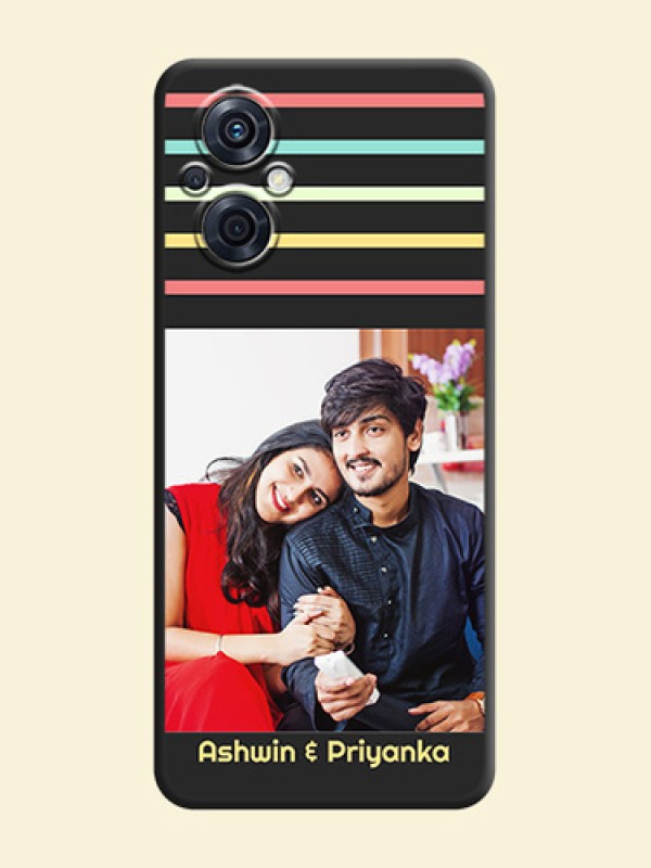 Color Stripes with Photo and Text on Photo on Space Black Soft Matte Mobile Case - Oppo F21 Pro 4G