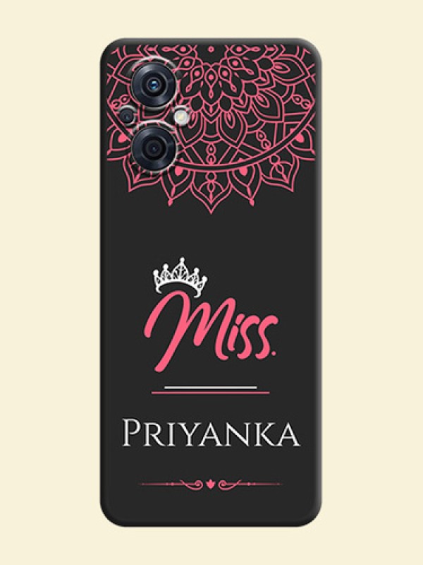 Mrs Name with Floral Design on Space Black Personalized Soft Matte Phone Covers - Oppo F21 Pro 4G