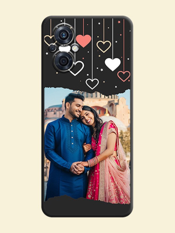 Love Hangings with Splash Wave Picture on Space Black Custom Soft Matte Phone Back Cover - Oppo F21 Pro 5G