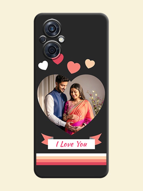 Love Shaped Photo with Colorful Stripes on Personalised Space Black Soft Matte Cases - Oppo F21s Pro 5G