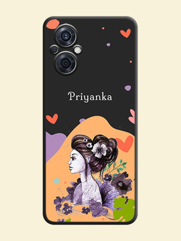 Namecase For Her With Fancy Lady Image On Space Black Personalized Soft Matte Phone Covers -Oppo F21S Pro 5G